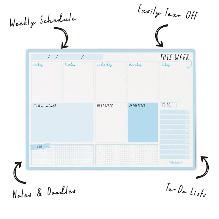 Carpe Diem Weekly Planner Pad Sky Blue