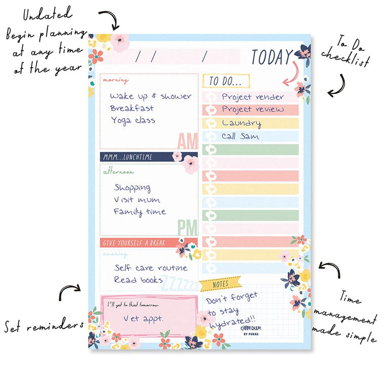 Carpe Diem Daily Planner Pad Ditzy Floral
