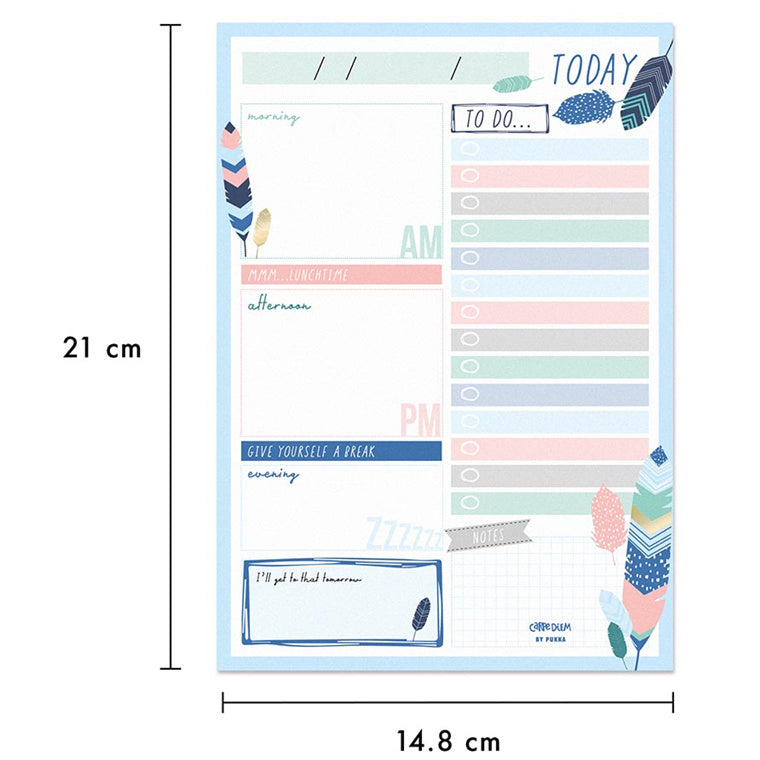 Carpe Diem Daily Planner Pad Feathers