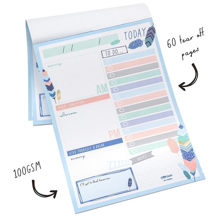 Carpe Diem Daily Planner Pad Feathers