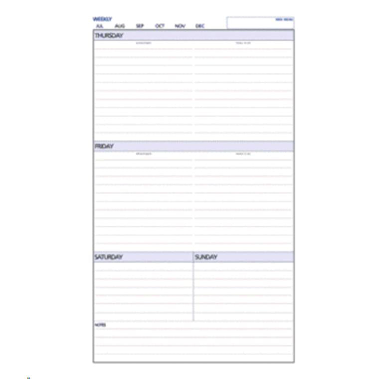 Debden Personal Dayplanner Refill Undated Week to View