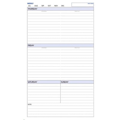 Debden Desk Dayplanner Refill Undated Week to View
