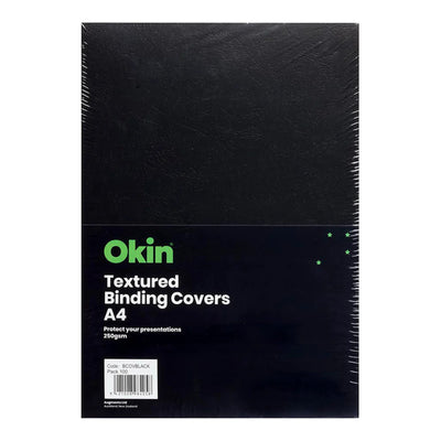 BCOVBLACK - Okin Bindegeräte-Deckblätter A4 Schwarz 250g/m², Packung mit 100