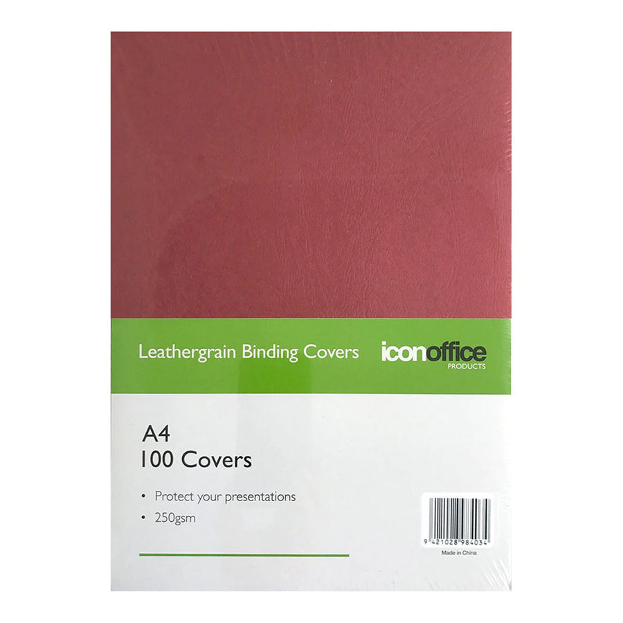 Okin BCOVRED - Icon Bindegeräteabdeckungen A4 Rot 250g/m², Packung mit 100