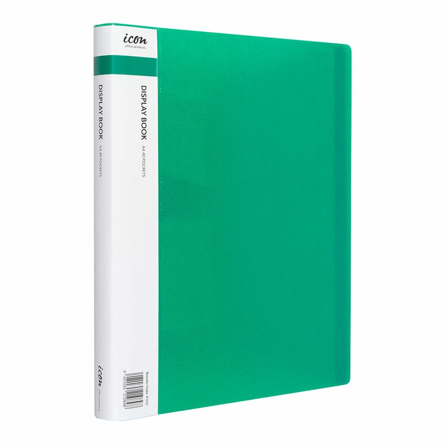 IF332 - Okin Display Book A4 with Insert Spine 40 Pocket Green
