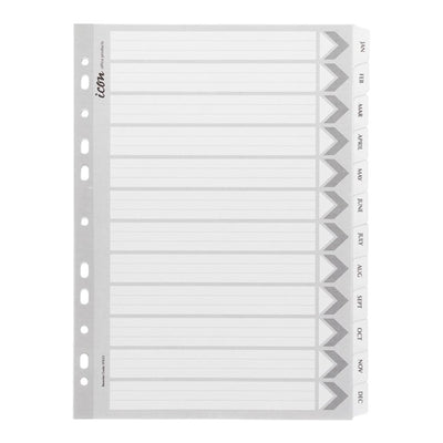 Okin IF623 - Icon Cardboard Indices with Reinforced Tabs Jan-Dec White