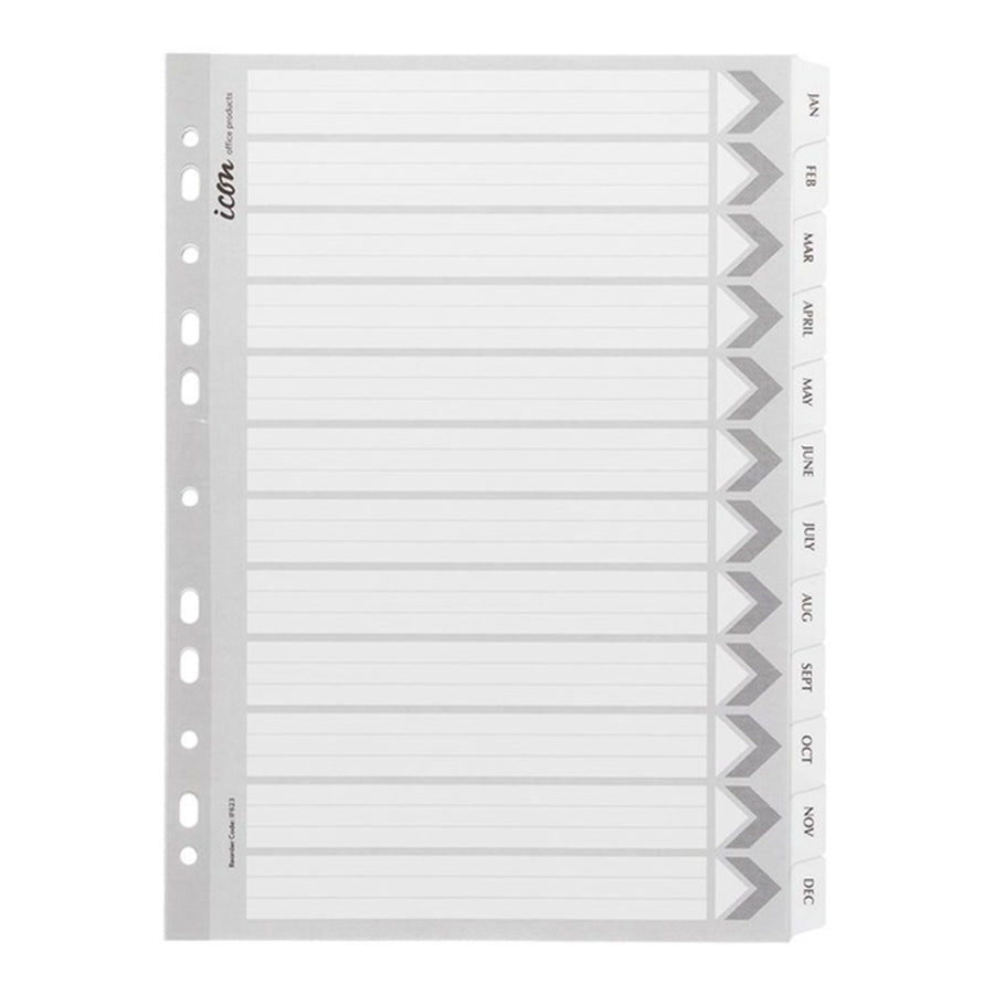 Okin IF623 - Icon Cardboard Indices with Reinforced Tabs Jan-Dec White