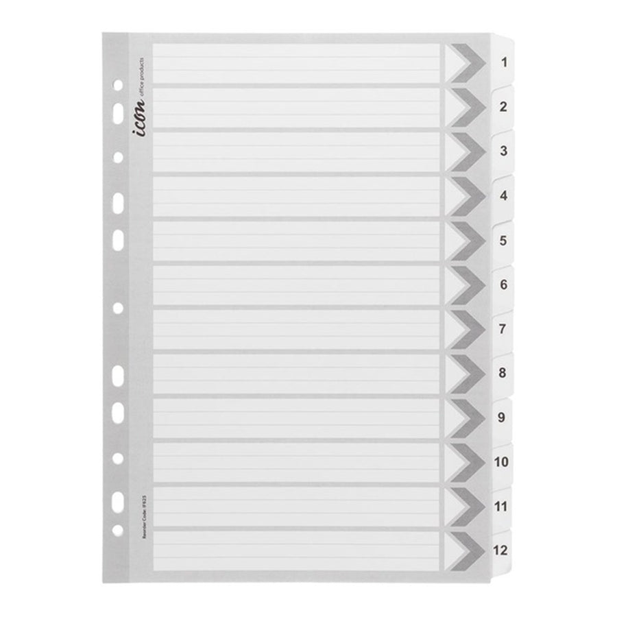 Okin Cardboard Indices with Reinforced Tabs - 1-12 - White