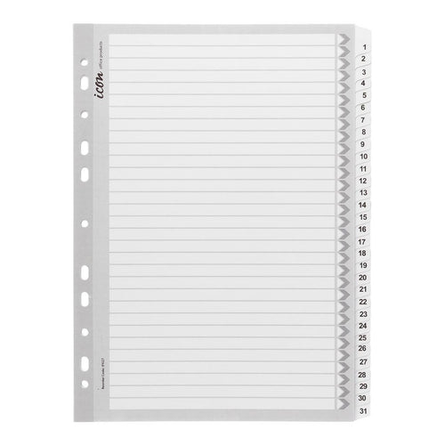 Okin Cardboard Indices with Reinforced Tabs - 1-31 - White