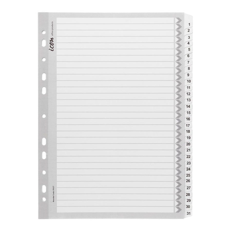 Okin Cardboard Indices with Reinforced Tabs - 1-31 - White