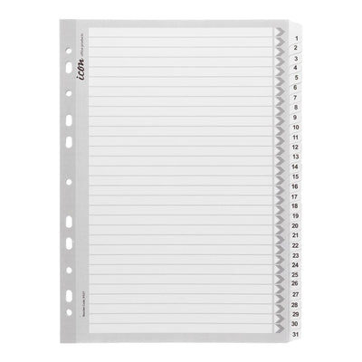 Okin Cardboard Indices with Reinforced Tabs - 1-31 - White