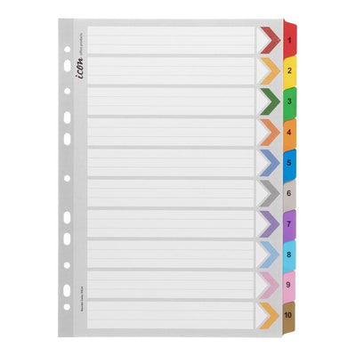 Okin IF634 - Icon Cardboard Indices with Reinforced Tabs 1-10 Coloured
