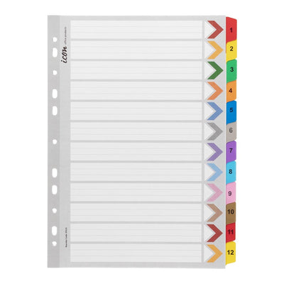 Okin IF635 - Icon Cardboard Indices with Reinforced Tabs 1-12 Coloured