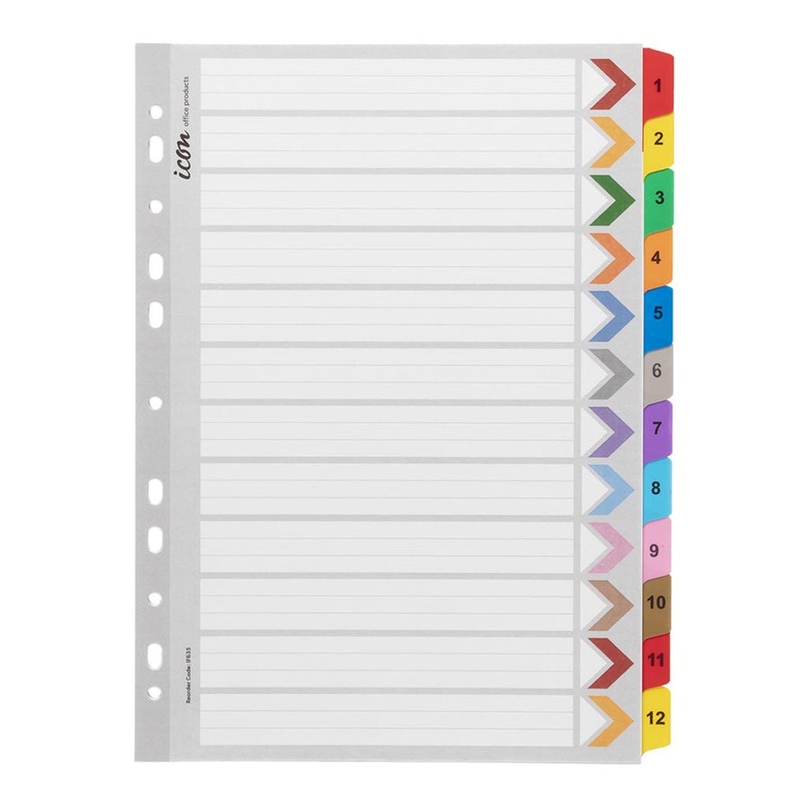 Okin IF635 - Icon Cardboard Indices with Reinforced Tabs 1-12 Coloured