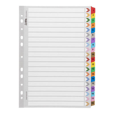 Okin IF636 - Icon Cardboard Indices with Reinforced Tabs 1-20 Coloured