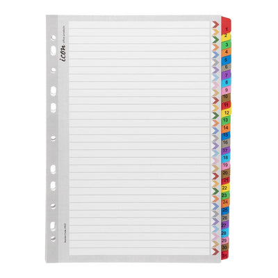 Okin IF637 - Icon Cardboard Indices with Reinforced Tabs 1-31 Coloured