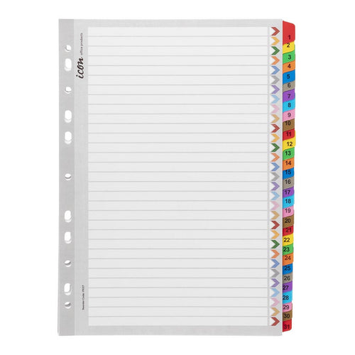 Okin IF637 - Icon Cardboard Indices with Reinforced Tabs 1-31 Coloured