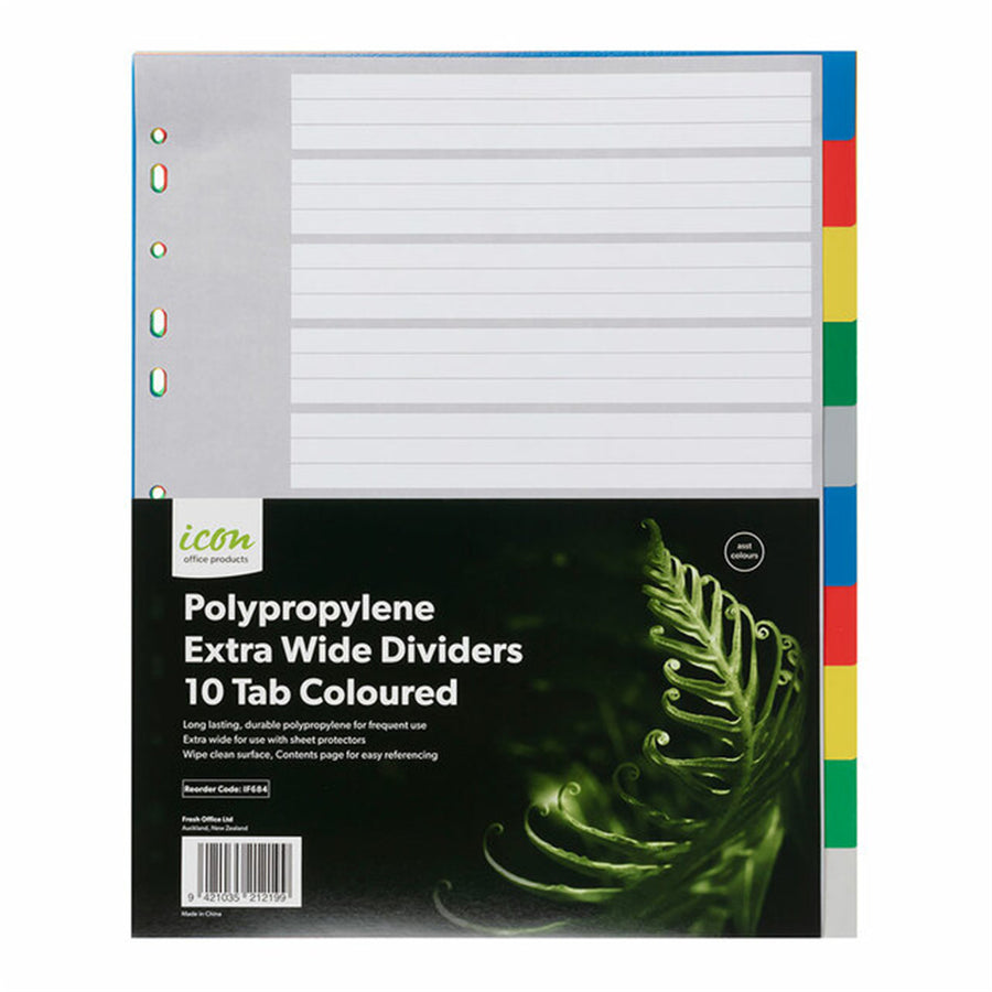 IF684 - Okin PP Dividers Extra Wide 10 Tab Coloured