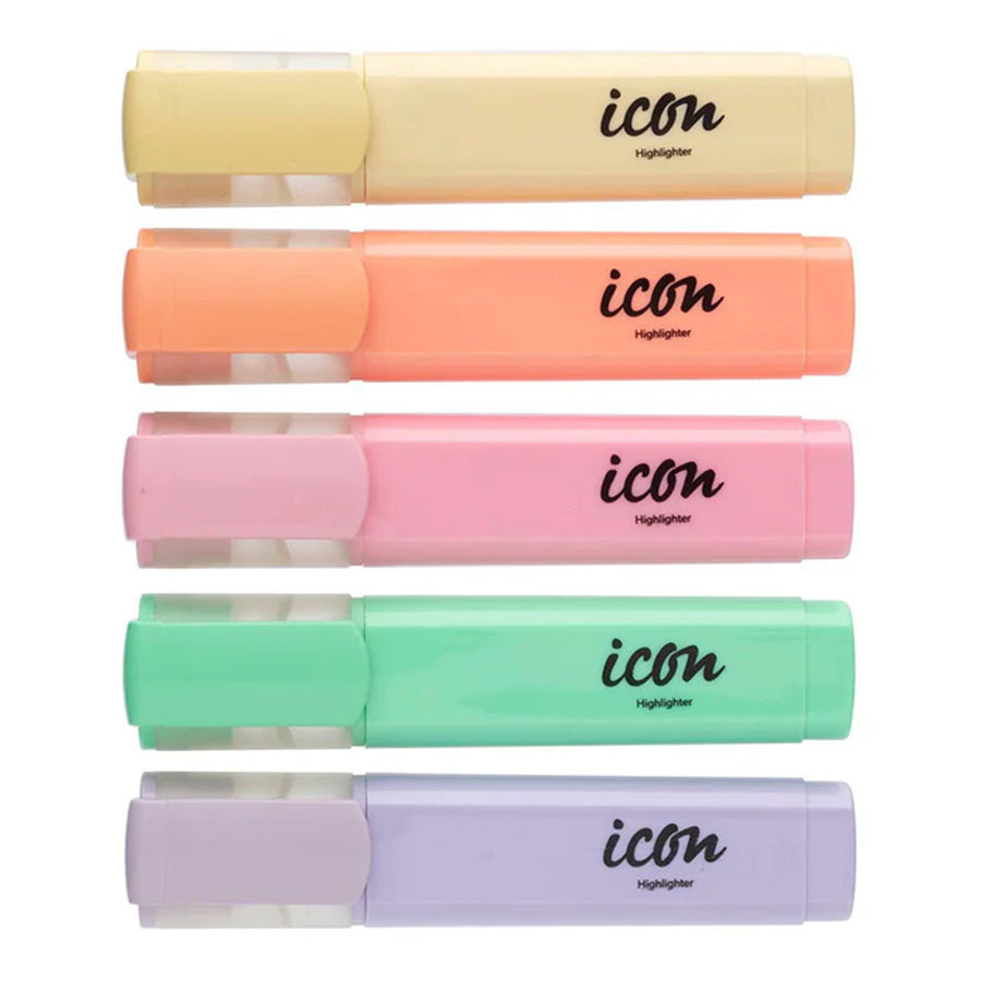 Okin IHLRASSTPB - Icon Recycled Highlighter Chisel Tip 4+1 Bonus Pack, Pastel