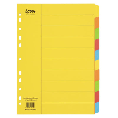 Okin IF601 Cardboard Dividers 10 Tab Coloured