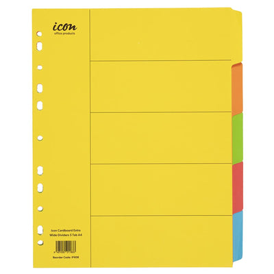 Okin IF608 - Icon Cardboard Dividers Extra Wide 5 Tab Coloured