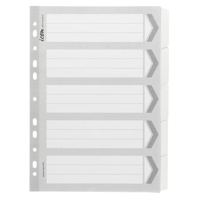 Okin IF620 - Icon Cardboard Dividers with Reinforced Tabs 5 Tab White