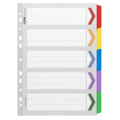 IF630 - Okin Cardboard Dividers with Reinforced Tabs 5 Tab Coloured