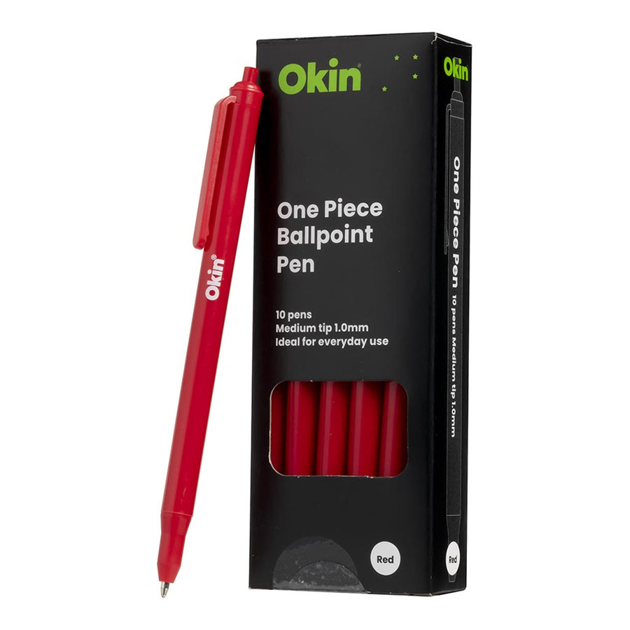 IBP1PRED - Okin One Piece Ballpoint Pen Red