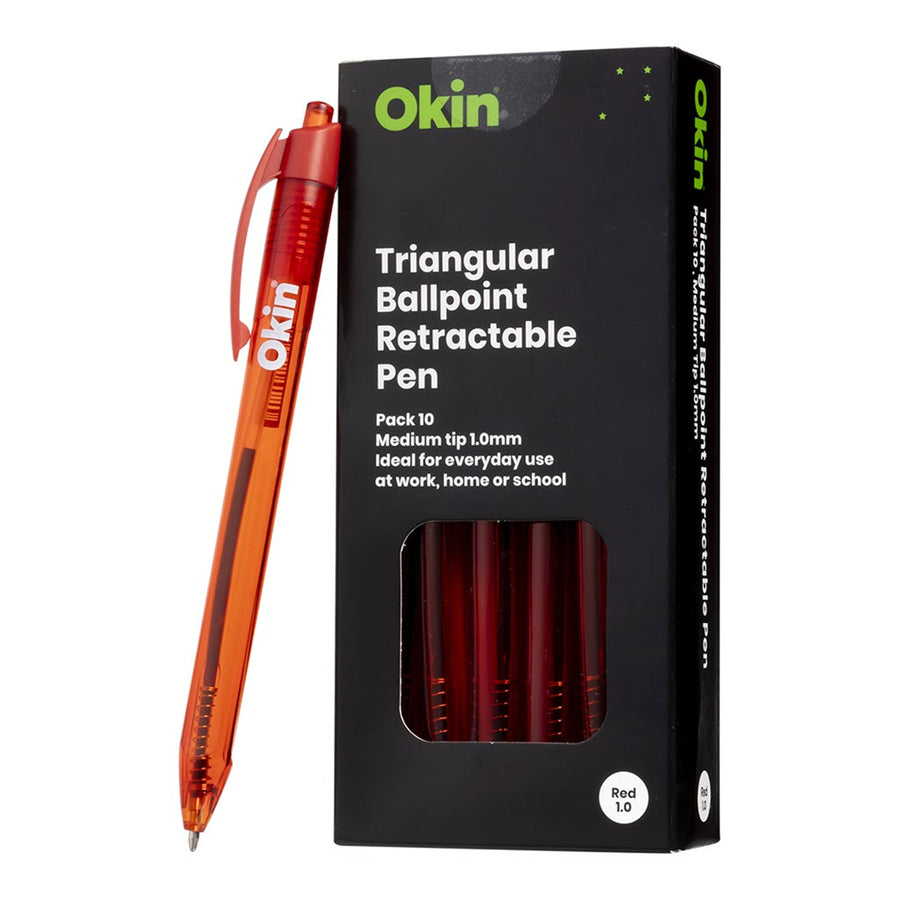 IBPTRIRED - Okin Ballpoint Retractable Pen Triangular Red