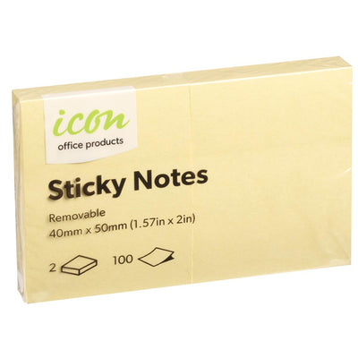 Okin ISAN02Y2 - Icon Sticky Notes 40mm x 50mm Yellow 2 Pack
