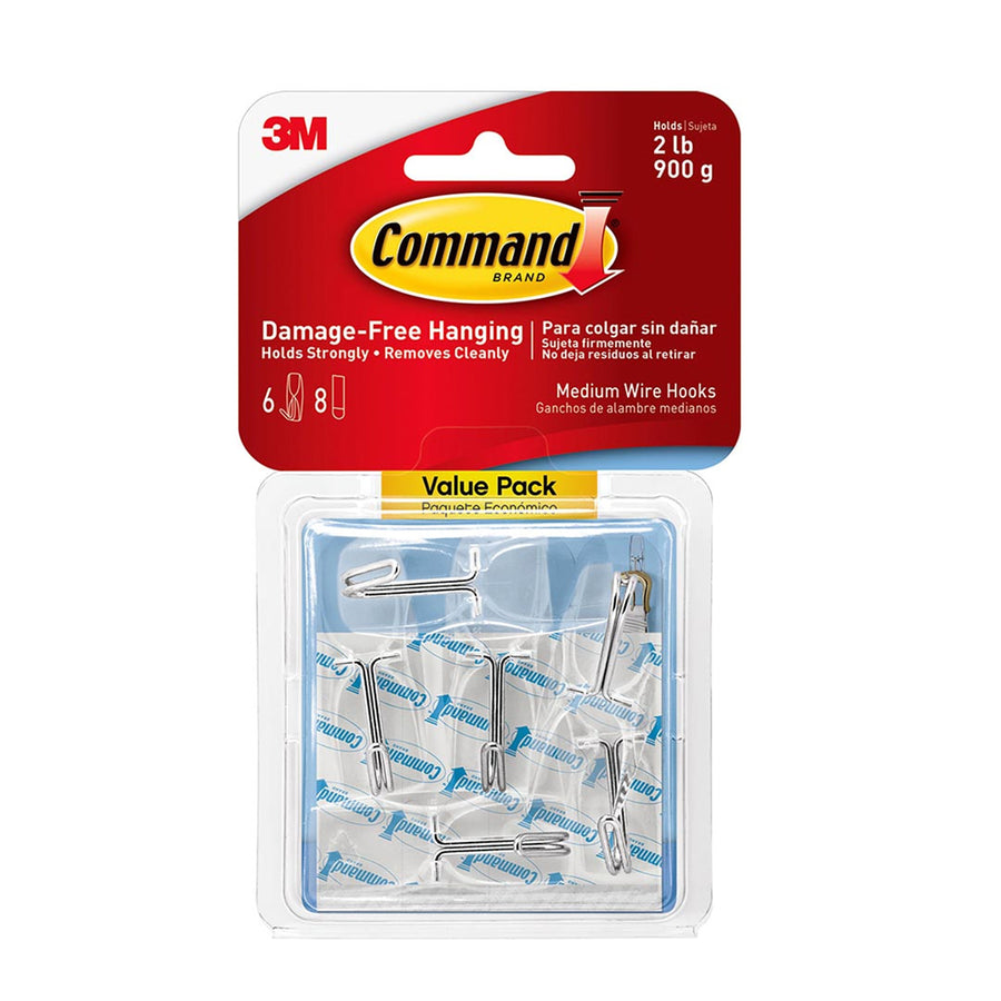 7100337855 - Command Hook 17065CLR-6ES Medium Clear Wire, Pack of 6