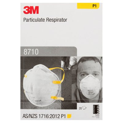 10080 - 3M Atemschutzmaske Classic 8710 Halbschalenmaske Standard Weiß P1, Packung mit 20