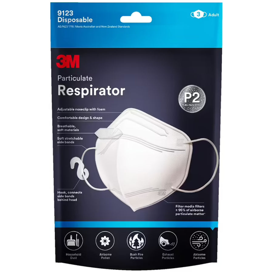 3M Particulate Respirator 9123 P2, Pack of 3