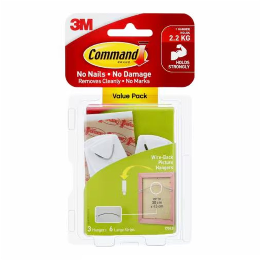 7100337278 - Command Wire-Backed Picture Hanger 17043 White, Pack of 3