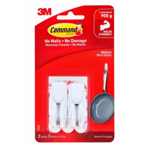 Command Hook 17065 Medium White Wire, Pack of 2