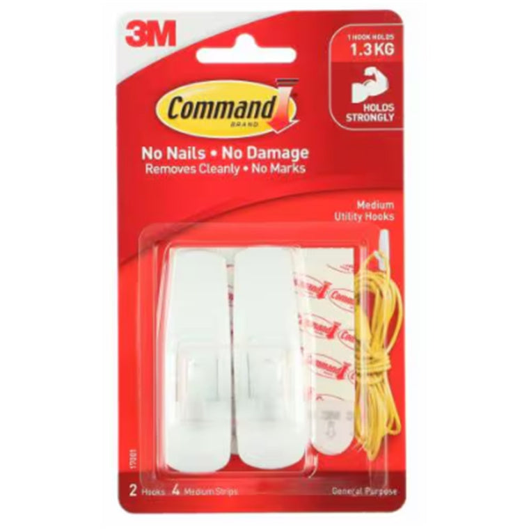 7100336771 - Command Haken 17001 Medium Weiß, 2er Pack