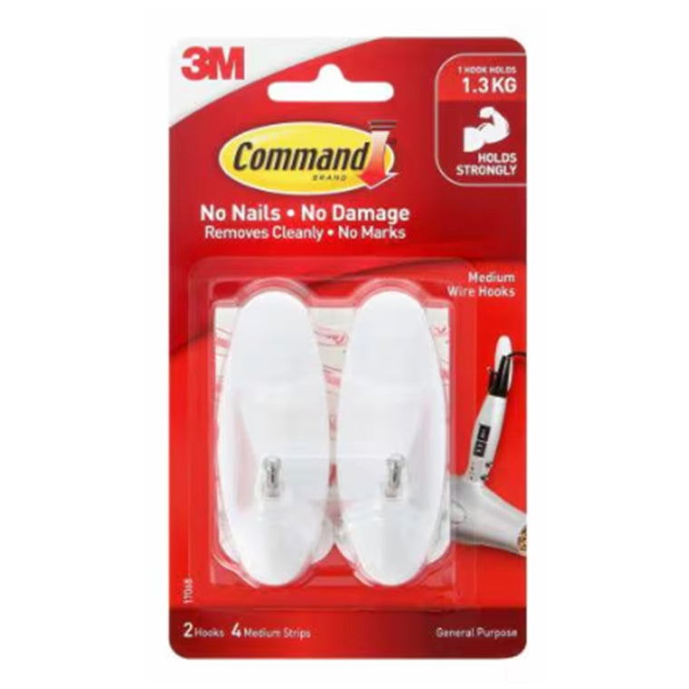 7000037937 - Command Hook 17068 Medium White Wire, Pack of 2