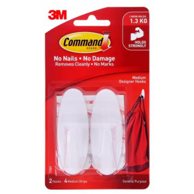 7100336804 - Command Hook 17081 Designer Medium White, Pack of 2