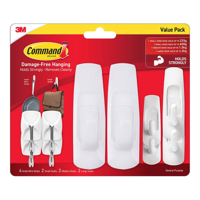 7100343039 - Command Hook 17013-10 GP Assorted White, Value Pack of 10