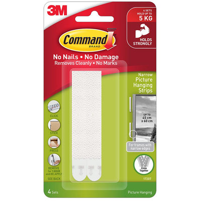 7100333220 - Command Bildaufhänger, schmal, weiß, 4 Paar