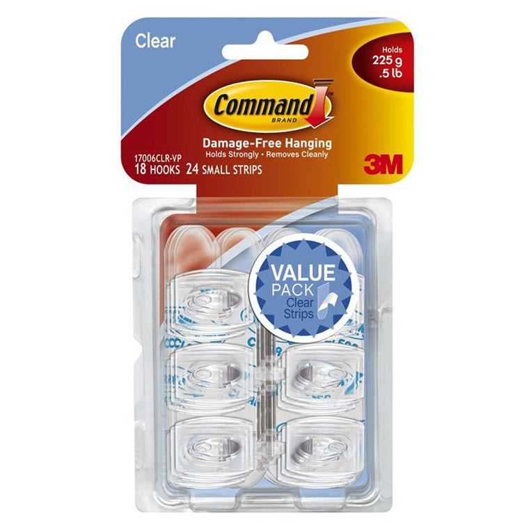 7011387518 - Command Hook 17006CLR-VP Mini Clear, Value Pack of 18