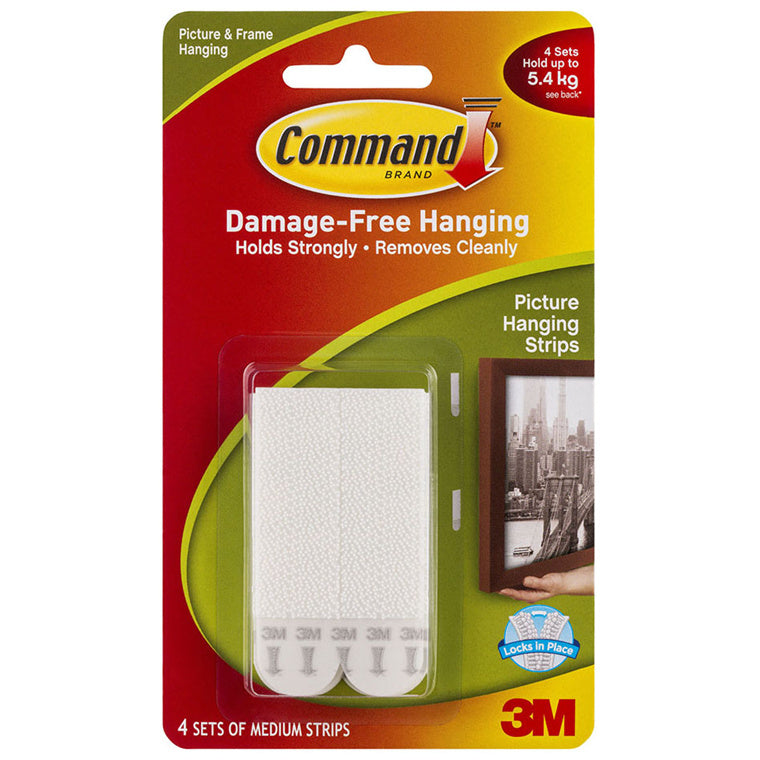 7100333218 - Command Picture Hanging Strips 17201 Medium White, Pack of 4 Sets