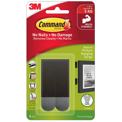 7100334172 - Command Bildaufhänger 17201BLK, mittelgroß, schwarz, 4er-Pack