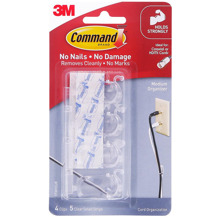 7100349475 - Command Cord Organisers 17301CLR Medium Clear, Pack of 4