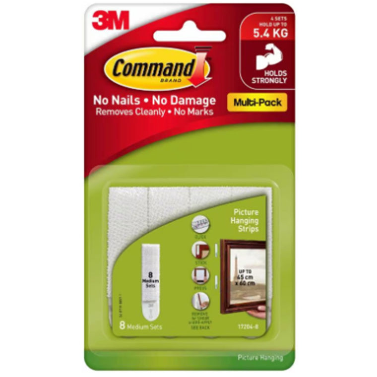 7100334169 - Command Picture Hanging Strips 17204VP-8PK Medium White, Pack of 8 Sets
