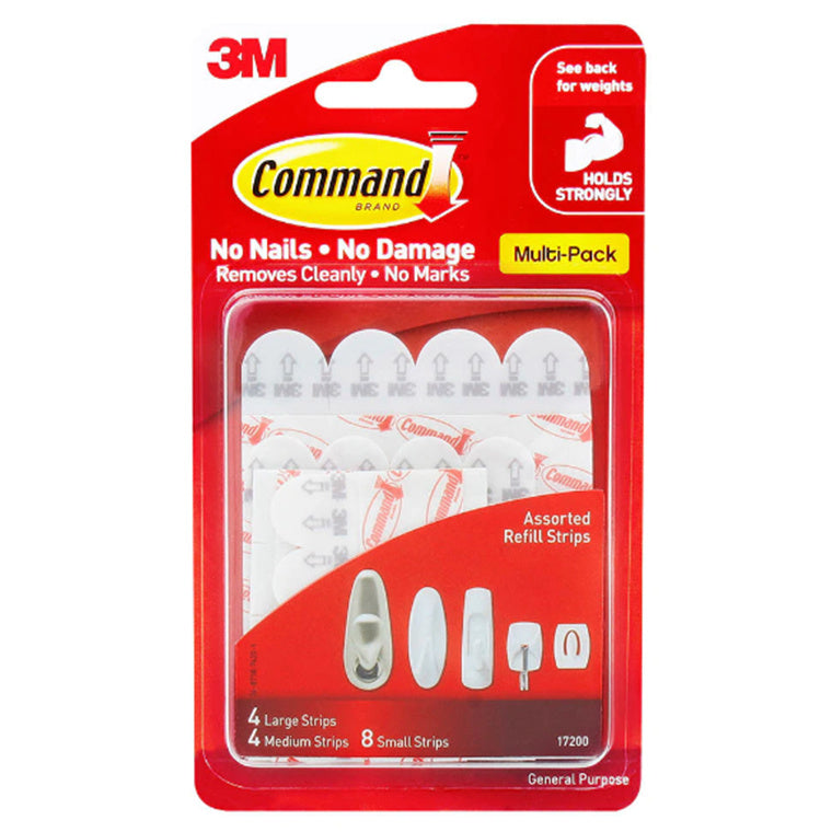 7100337238 - Command Refill Strips 17200 Assorted White, Pack of 16