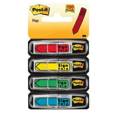 7000002254 - Post-it Arrow Flags 684-SH 12x43mm Sign Here, Pack of 4