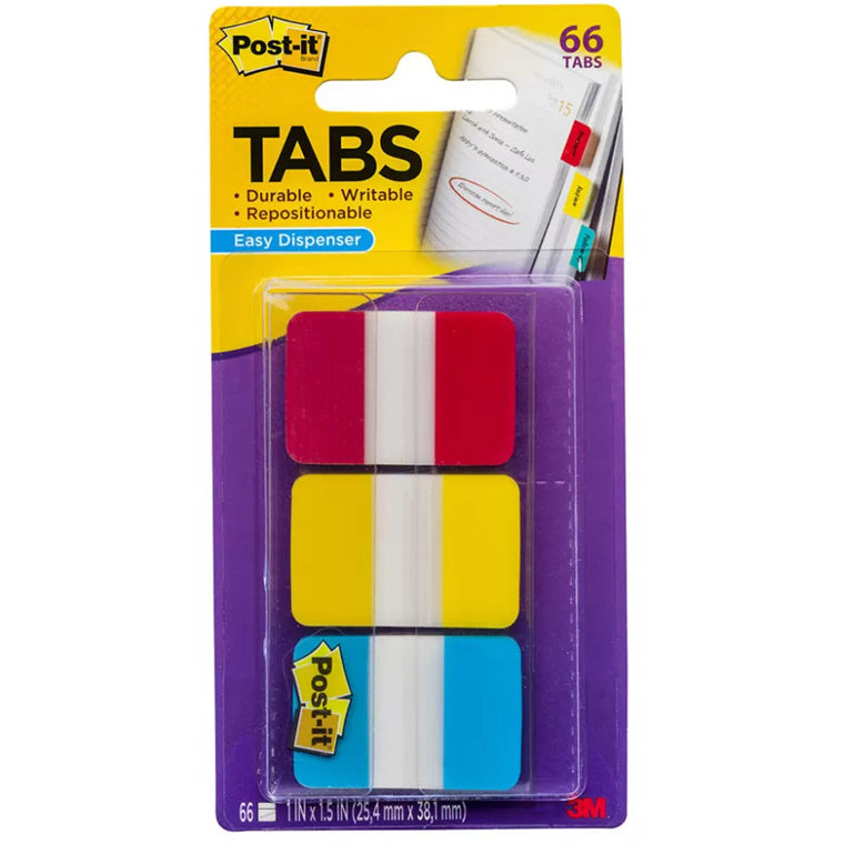 7000052679 - Post-it Tabs 686-RYB 25x38mm Primary, Pack of 3