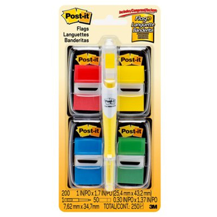 7100116240 - Post-it Flags 680-RYBGVA 25x43mm Primary, Pack of 4