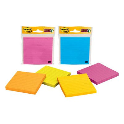7100309060 - Post-it Super Sticky Lined Notes 4490-SSMX 101x101mm Assorted 90sh